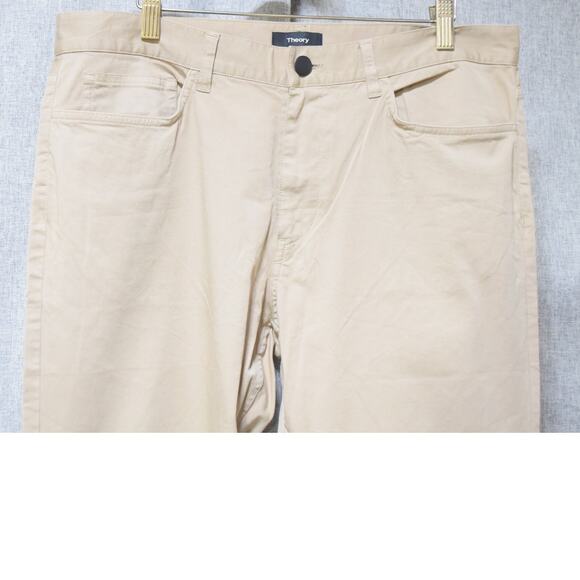 Theory Khaki Cotton Sateen Cropped Pants – Size 33 - Picture 2 of 3